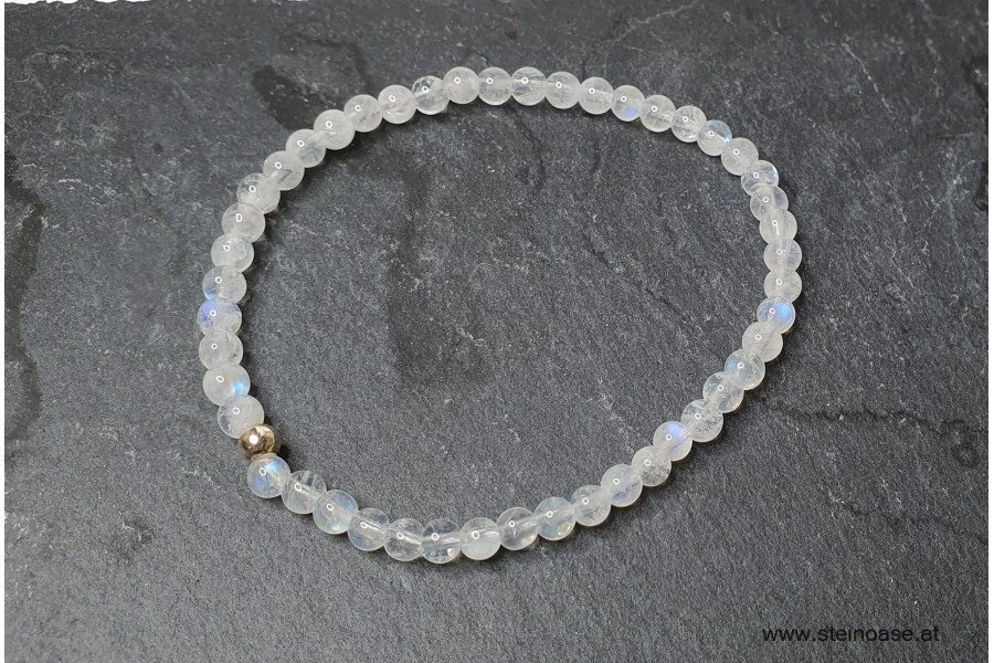 Armband Regenbogen-Mondstein weiß-blau 4mm
